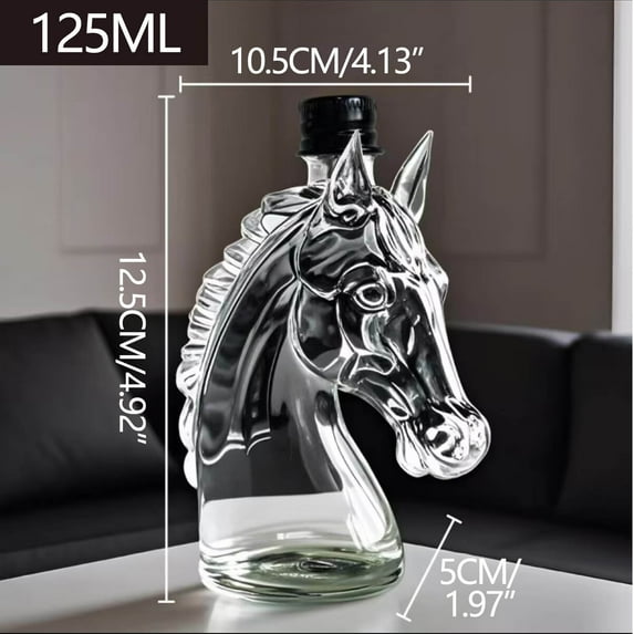 Tao Tao Glass Horse Head Whiskey Bottle Animal Decanters Glass Horse Whiskey Decanter For Home Mouthblown Liquor Decanter For Alcohol, Bourbon, Whiskey, Scotch, Rum, Tequila A