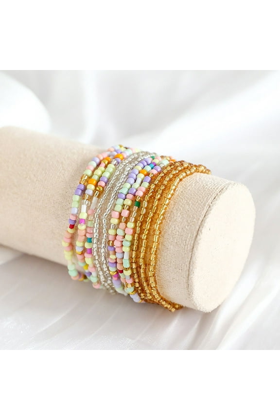 Tao Tao Handmade Bohemian Stackable Bead Bracelets Set for Women Layered Stretch Bangles Bracelets Boho Multicolor Seed Vaction Wristbands Jewelry multicolor