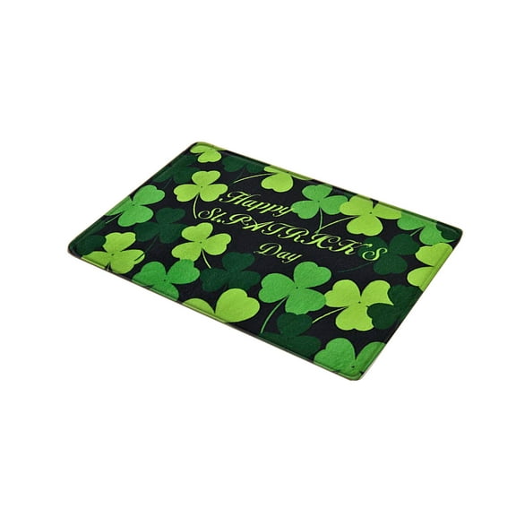 Tao Tao Happy St.Patrick's Day Clovers Door Mat Green Indoor Outdoor Home Front Porch Rugs Leprechaun Hat Carpet Gift Spring Entrance Ornament Supplies 16 x 24 Inch