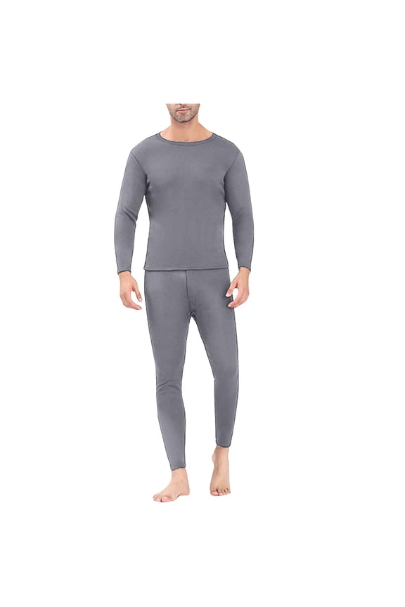 Heated Underwear for Men, Fleece Lined Base Layer Set, Winter Outdoor Soft Electric Heating Thermal Underwear Gray 3XL
