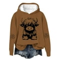 thumbnail image 1 of Tao Tao Hoodies For Boys Girls Cute Funny Cow Graphic Sweatshirt Long Sleeve Loose Fit Pullover Tops Brown 7 Years, 1 of 3