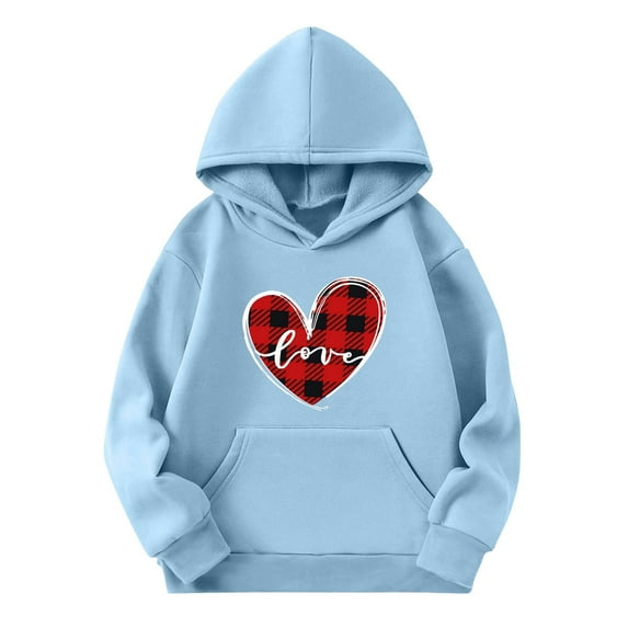 Tao Tao Hoodies For Teen Girls Boys Graphic Prints Sweatshirts Long Sleeve Pullover Tops Casual Sports Sweatshirts Valentine's Day Blue 11 Years