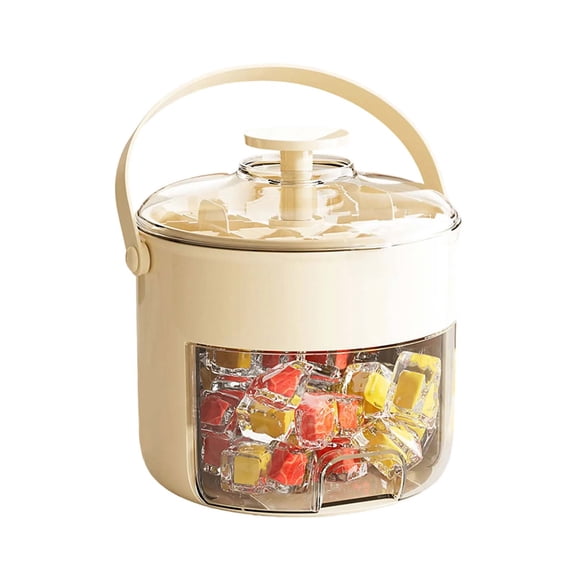 Tao Tao Ice Cube Tray With Lid And Bin Ice Cube Trays Ice Tray Ice Mold Ice Maker Containers Box Food Grade Ice Box Household Ice Bucket For Drinks Whiskey Beer Cocktail Coffee Beige