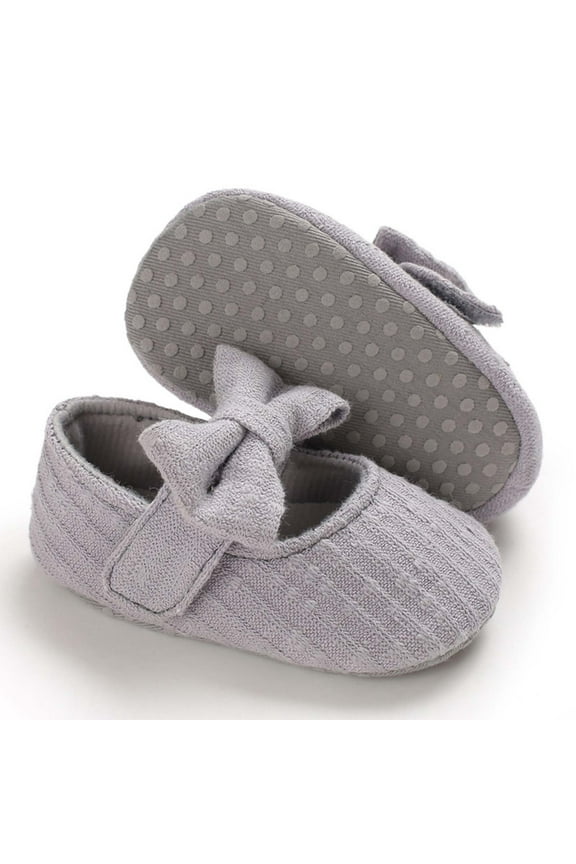 Infant Baby Boys Girls Slippers Cozy Fleece Booties Soft Bottom Warm Cartoon Socks Newborn Crib Shoes Gray 6-9Months