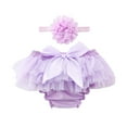 thumbnail image 1 of Tao Tao Infant Baby Girl's Bowknot Ruffle Bloomer Diaper Covers + Headband Set Newborn Photo Prop Outfits Purple 0 Years, 1 of 4