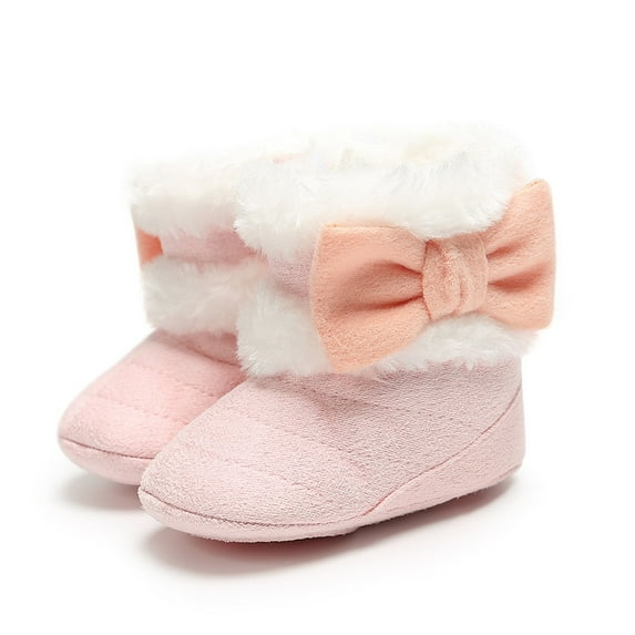 Tao Tao Infant Boots Winter Baby Girl Shoes Soft Sole Anti-Slip Toddler Snow Warm Prewalker Newborn Boots Pink 6-9 Months