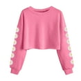 thumbnail image 1 of Tao Tao Kids Crop Tops Girls Long Sleeve Tee Shirts Cute Daisy Pinted Fashion Sweatshirt Pullover Top Hot Pink 140, 1 of 5