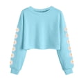 thumbnail image 1 of Tao Tao Kids Crop Tops Girls Long Sleeve Tee Shirts Cute Daisy Pinted Fashion Sweatshirt Pullover Top New Sweatshirt Light Blue 130, 1 of 5