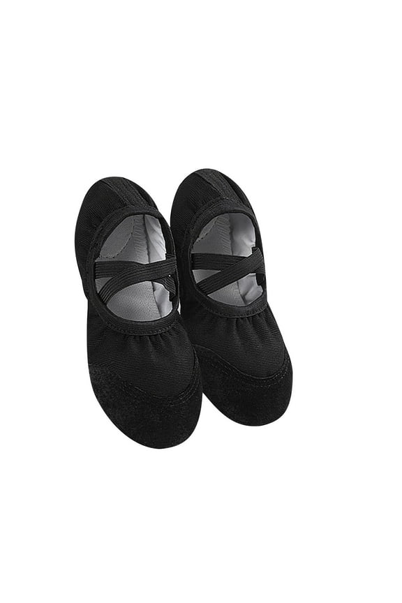 Kids Girls Ballet Shoes Split Leather Sole Soft Ballet Shoes Flat Dance Shoes For Ballet Children With Elastic Laces For Performance Gymnastics Yoga Black 27