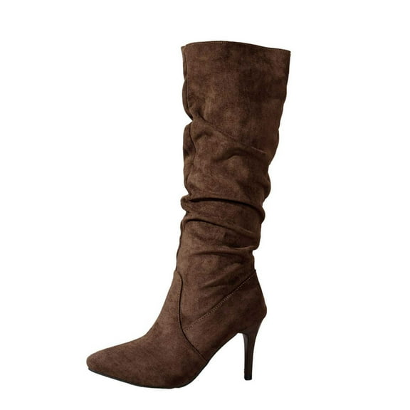 Tao Tao Knee High Boots Women Pointed Toe Tall Boots High Heel Long Boots Side Zipper Dress Knee High Boots Coffee 41