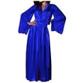 thumbnail image 1 of Tao Tao Ladies Lace Dressing Gown Women Long Silk Robe Maxi Satin Robes V Neck Nightdress With thong Long Sleeve Bathrobe Blue 3XL, 1 of 1
