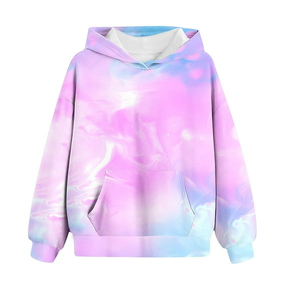 Tao Tao Little Boys Girls Cotton Tie Dye Hoodies Long Sleeve Pullover Sweatshirts for Big Kids Purple 120