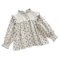 thumbnail image 1 of Tao Tao Long Sleeve Baby Girls Blouse For Spring Full Casual Toddle Girl Cotton Outfits Pleated Base Shirt Fashion Lapel Top/shirt Beige 130, 1 of 9