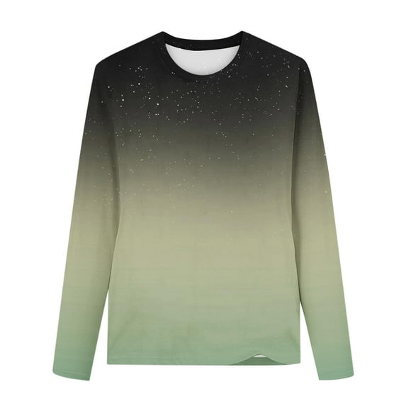 Tao Tao Long Sleeve Shirts For Kids Boys Girls Crewneck Sweatshirt Pullover Casual Tops Trendy Loose Fit Fall Clothing Gradient Blouses Olive Green 4 Years