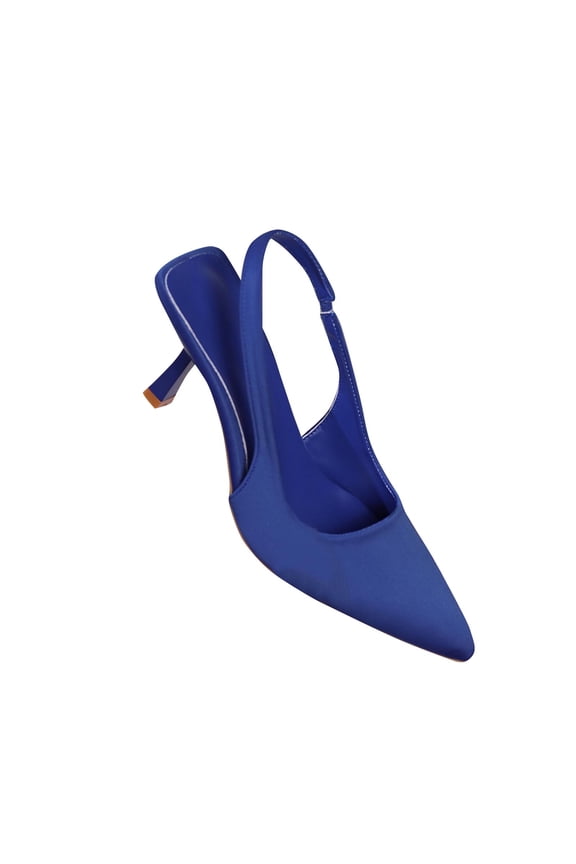 Low Kitten Heels Women's Slingback Dressy Pumps Pointed Closed Toe Ankle Strap Elegant Wedding Pumps Formal Comfortable Shoes Blue 37