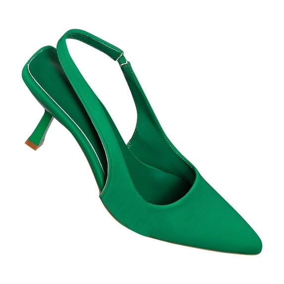 Tao Tao Low Kitten Heels Women's Slingback Dressy Pumps Pointed Closed Toe Ankle Strap Elegant Wedding Pumps Formal Comfortable Shoes Green 41