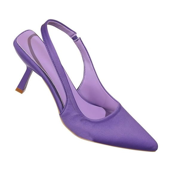 Tao Tao Low Kitten Heels Women's Slingback Dressy Pumps Pointed Closed Toe Ankle Strap Elegant Wedding Pumps Formal Comfortable Shoes Purple 38