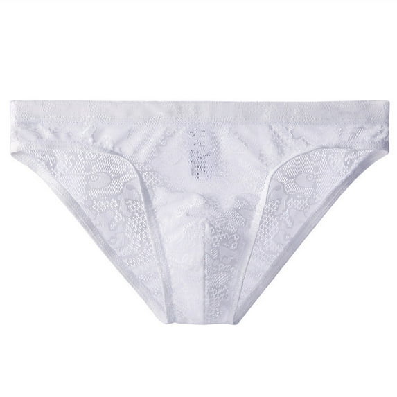 Tao Tao Men Briefs Lace Low Rise Bikini Briefs And Breathable Underwear For All Seasons White 3XL