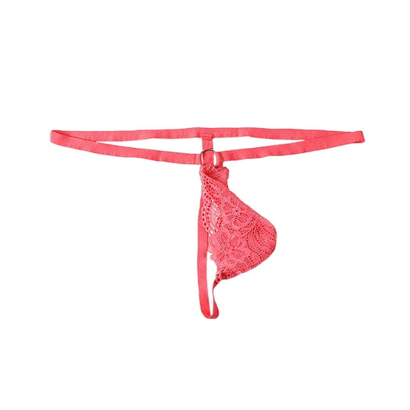Tao Tao Men's See Through Thongs Underwear Lace Thongs G-Strings For Anniversary Red XL