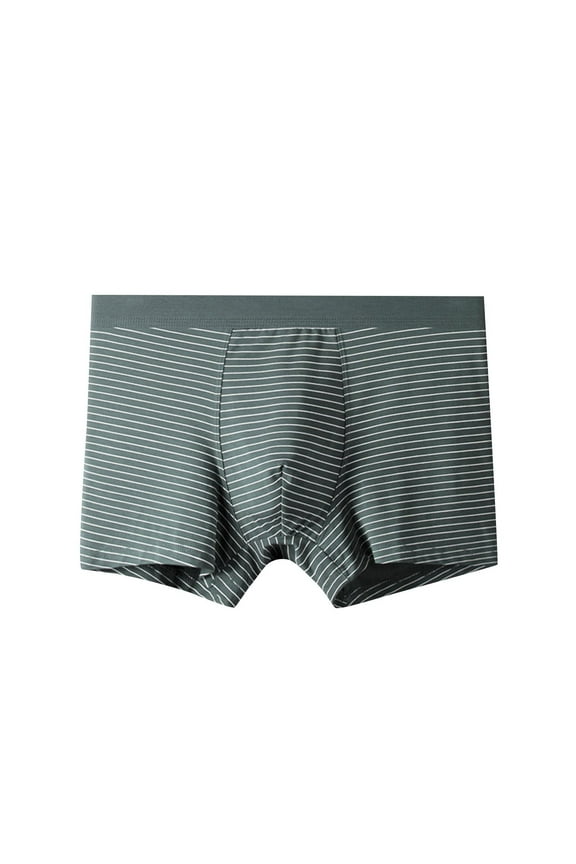 Men Stripe Boxer Briefs Stretchy Supporter Bulge Pouch Enhancing Underwear Wicking Breathable Soft Fashion Trunks Green XXXXL