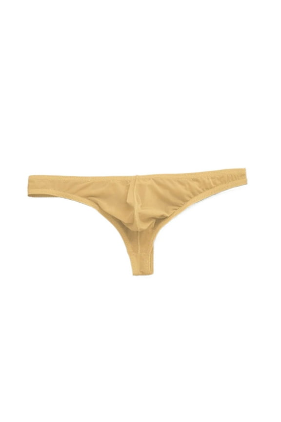 Men Transparent Thongs And G Strings Men's Underwear Smooth Ice Silk Panties Low-Rise Men T- Back Panties Beige 3XL