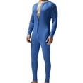 thumbnail image 1 of Tao Tao Men's Cotton Thermal Underwear Union Suits Henley Onesies Base Layer Blue L, 1 of 7