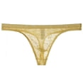thumbnail image 1 of Tao Tao Men's Lace Thongs Underwear Low Waist G-String Thong Mesh Temptation Breathable Panties Yellow 3XL, 1 of 4