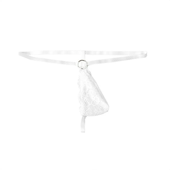 Tao Tao Men's See Through Thongs Underwear Lace Thongs G-Strings For Anniversary White L