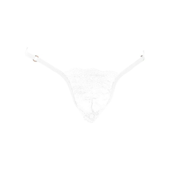 Tao Tao Mens Lace T-Back Briefs Bulge Pouch G-String Bikini Underwear Thong Underpants For Valentine's Day Wedding Anniversary White Free Size