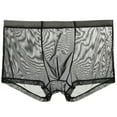 thumbnail image 1 of Tao Tao Mens Underwear Breathable Mesh Boxer Briefs See Through Hollow Cool Comfort Undershirts Short Leg Trunks Black M, 1 of 2