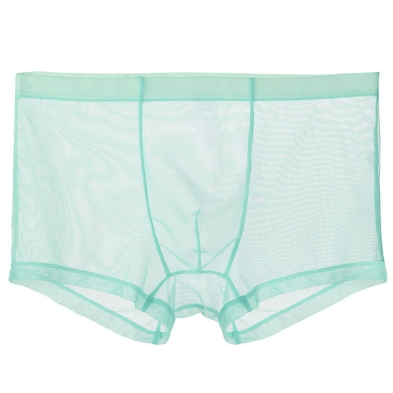 Tao Tao Mens Underwear Breathable Mesh Boxer Briefs See Through Hollow Cool Comfort Undershirts Short Leg Trunks Light Blue 2XL