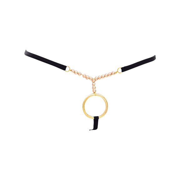 Tao Tao Mens Underwear Metal O-Rings T Back Thongs G-String Low Rise Bikini Shorts Fashion Sretch G-String Black Free Size