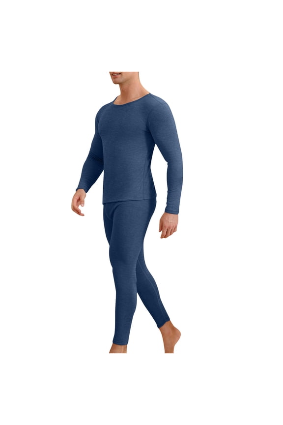 Merino Wool Base Layer Mens Set - Midweight, Heavyweight, Lite Merino Wool Thermal Underwear For Men Top, Bottom Navy L
