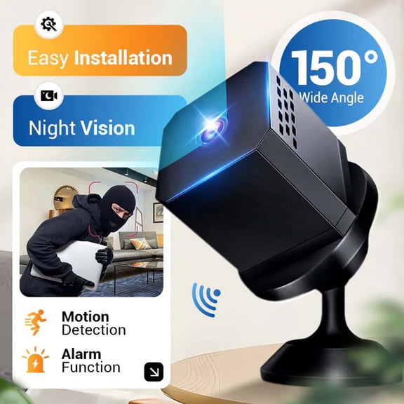Tao Tao Mini HD Security Camera – 360° Panoramic Night Vision Motion Detection, Magnetic Mount, 1080p (Black)
