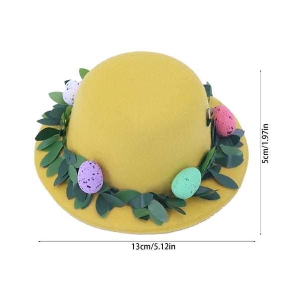 Tao Tao Mini Tea Party Hats Kid Easter Egg Headwear Girl Fedora Hat Hair Clips Funny Cute Hair Pins Holiday Accessories Yellow