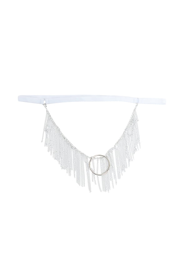 New Men's Fun Underwear Chain Ring Underwear Thong Plain Underwear Thong Mens Trendy Y2K White