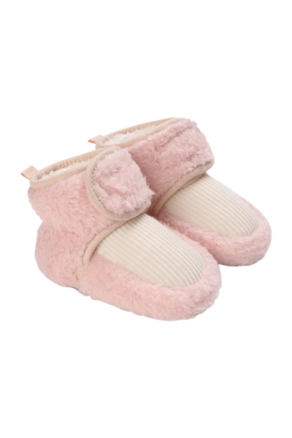 Newborn Baby Boys Girls Booties Socks Non Skid Soft Sole Infant Toddler Warm Winter House Slipper Crib Shoes Cozy Socks Shoes Pink 0 Months