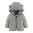 thumbnail image 1 of Tao Tao Newborn Infant Baby Boys Girls Cartoon Fleece Hooded Jacket Coat with Ears Warm Todder Kids Outwear Coat Zipper Up Gray 12 Months, 1 of 4