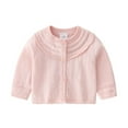 thumbnail image 1 of Tao Tao Newborn Infant Baby Girls Cotton Knit Sweater Autumn Solid Long Sleeve Tops Cardigan Coat for Toddler Pink 3 Months, 1 of 7