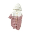 thumbnail image 1 of Tao Tao Newborn Knitted Outfits Baby Girls Boys Cable Knitted Sweater Romper with Hooded 3D Bear Ear Winter Outerwear Pink 3 Months, 1 of 3