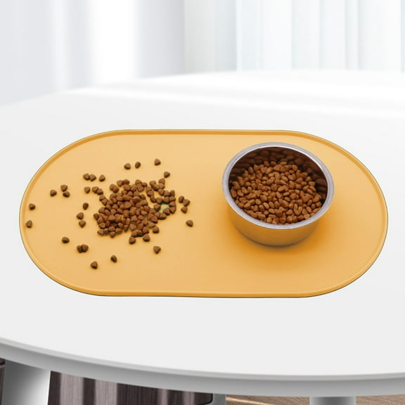 Tao Tao Pet Placemat For Dog And Cat, Anti-Slip Waterproof Dogs Feeding Bowl Mat Prevent Food and Water Overflow, Silicone Puppy Dish Mats Suitable for Small Medium Big Pets Beige