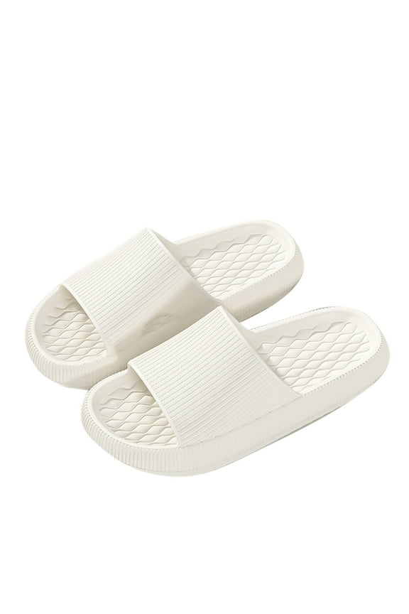 Pillow Slippers for Women and Men Rubber Cloud Slides House Slides Shower Sandals 2024 Comfortable Indoor Shoes White 38