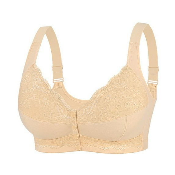 Tao Tao Plus Size Bra Front Snaps Comfortable & Convenient Breathable Front Button Bra For Women Classic Open Front Sports Bra Beige 38C
