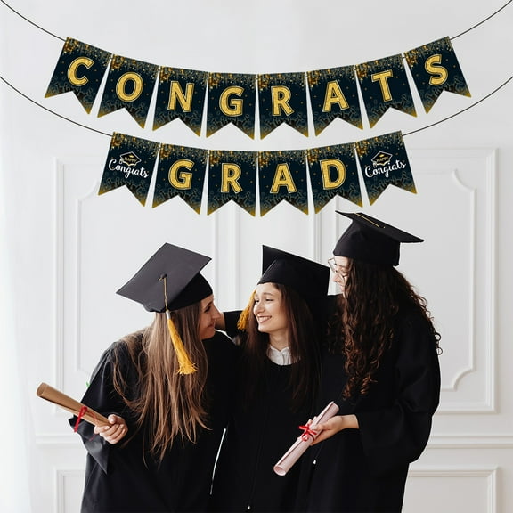 Tao Tao Prestrung Congrats Grad Banner Flag Raising Graduation Season Graduation Ceremony Party Celebration Streamer Decoration Venue Arrangement Graduation Party Supplies Class of 2025 B