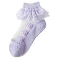 thumbnail image 1 of Tao Tao Ruffle Pageant Frilly Socks for Toddler Girls Baby White Lace Ankle Dress Socks Summer Mesh Sock Purple 4 Years, 1 of 2