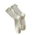 thumbnail image 1 of Tao Tao Ruffle Socks Women - Turn-Cuff Frilly Sock - Lightweight Cotton Socks White Free Size, 1 of 8