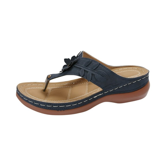 Tao Tao Sandals Women Wedge Shoes: Summer Dressy Womens Flip Flops Comfortable Orthopedic Platform Sandals Casual Walking Wedges Blue 36