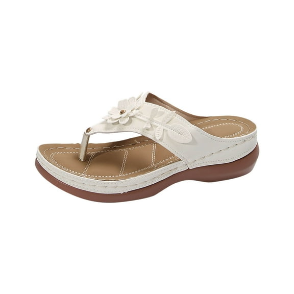 Tao Tao Sandals Women Wedge Shoes: Summer Dressy Womens Flip Flops Comfortable Orthopedic Platform Sandals Casual Walking Wedges White 43