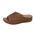 thumbnail image 1 of Tao Tao Sandals for Women Arch Support Leather Wedge Slipper Fashion Casual Platform Comfortable Slides Brown 41, 1 of 9