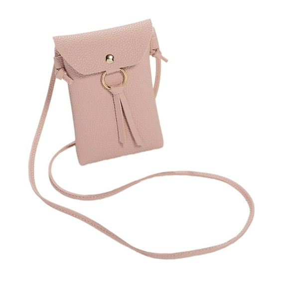 Tao Tao Shoulder Crossbody Bag Soft PU Leather Cellphone Purse Moblie Phone Carrying Cases Shoulder Bag Pouch Daily Use Pink